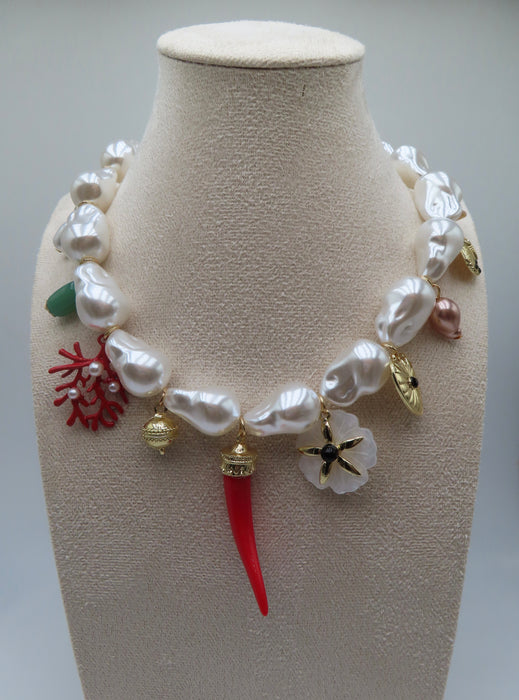 Collana corno perle