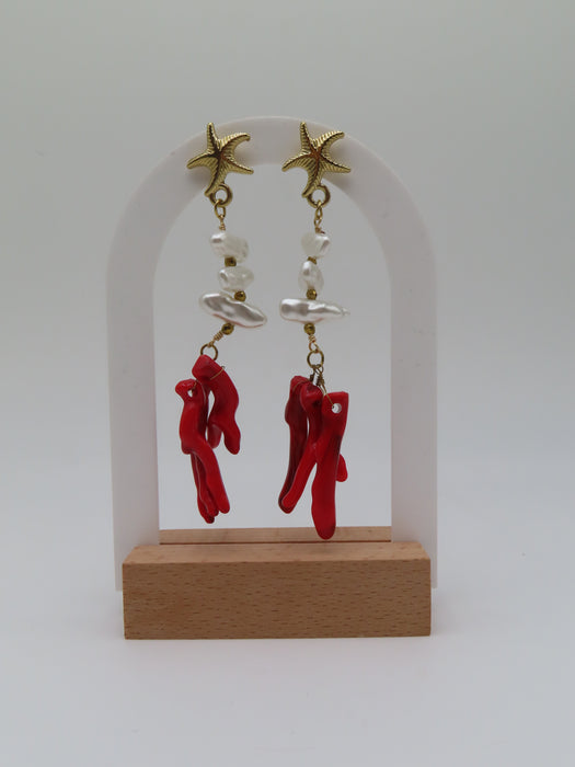 Orecchini corallo pendente