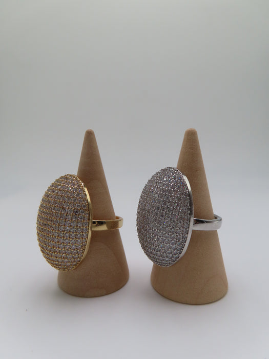 Anello mezza sfera brillantini