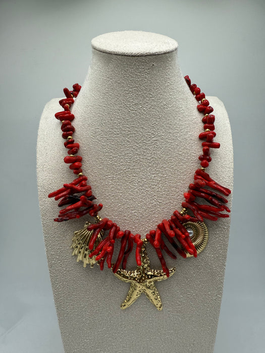 Collana corallo e pendenti
