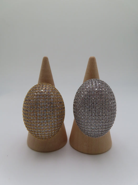 Anello mezza sfera brillantini