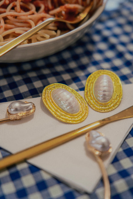 Orecchini bottone perle