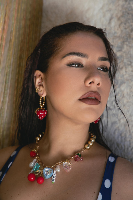 Orecchini fragola pois