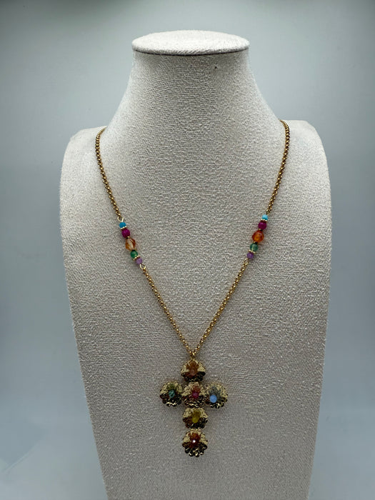 Collana croce colorata