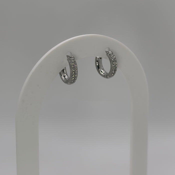 Orecchini cerchietti argento brillantini